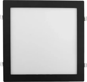Plafon Led De Embutir Quadrado Preto 24W Moldura - LED BRANCO QUENTE (3000K)
