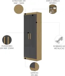 Armário Multiuso Lavanderia 60cm Lorandel Atacama/Grafite A15 - Mpozen