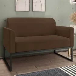 Poltrona Namoradeira 2 Lugares Base Industrial Preta Maressa S06 Suede