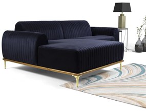 Sofá 3 Lugares Lisboa D07 com Chaise Esquerda 230cm Veludo Marinho - D'Rossi