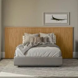 Cabeceira Casal e Queen Painel Ripado 241cm Palmeira Nature L06 - Mpoz