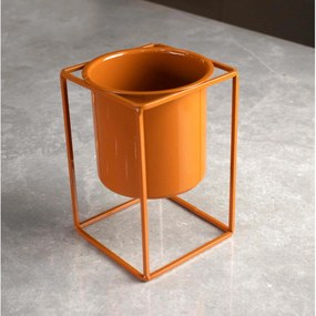 Vaso Decorativo Terracota Com Suporte Em Metal 16x11 Cm - D'Rossi