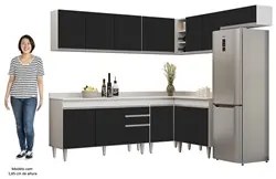 Armário de Cozinha Modulado de Canto 7 Peças CP23 Balcão com Tampo Bra