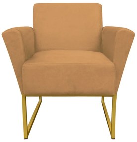 Poltrona Dora Suede Base Metálica Dourado D'Rossi - Caramelo Sisal