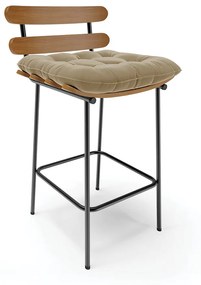 Banqueta Costela Suede Base Metálica Preto - DRossi - Marrom Rato