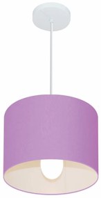 Lustre Pendente Cilíndrico Md-4054 Cúpula em Tecido 30x21cm Lilás - Bivolt