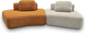 Sofá Ilha Sala de Estar Modulado Dakota Encosto Almofadas Soltas Bouclê Rústico Terracota/Greige G33 - Gran Belo