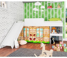 Cama Infantil Escorregador 90 Cortina Playground Meu Fofinho