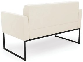 Kit 1 Sofá Namoradeira e 2 Poltronas Elisa Veludo Base Metálica Industrial Preto - D'Rossi - Bege