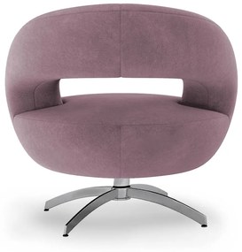 Poltrona Decorativa Base Giratória Topázio Veludo Rosê - Sheep Estofados - Rosa