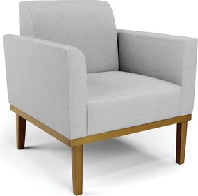 Poltrona Decorativa Isabella Pés Fixo em Madeira Castanho Linho Cinza G19 - Gran Belo