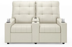 Poltrona do Papai Reclinável Sala de Cinema Movie 2 Lugares Manual Baú USB Veludo Bege G23