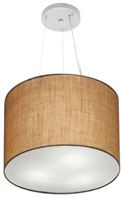 Lustre Pendente Cilíndrico Md-4183 Cúpula em Tecido 40x30cm Palha - Bivolt