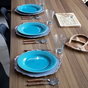 Sousplat Para Prato De Mesa Decorativo Cinza e Rosê Com Borda Irregular 33 cm - D'Rossi