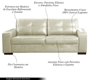 Sofá Decorativo 2 Lugares Turim 200cm Couro Tiza G58 - Gran Belo