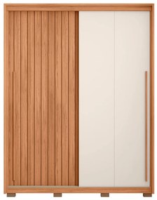 Guarda Roupa Solteiro Polaris Ripado com 2 Portas de Correr 3 Gavetas  MDF Freijo/Off/Sued G11 - Gran Belo