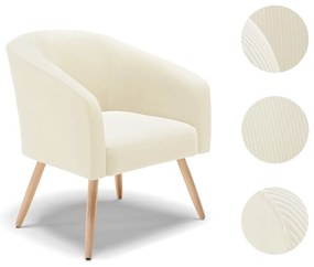 Poltrona Decorativa Pé Palito Natural Stella Cotelê Int/Veludo D03 - D'Rossi - Off White