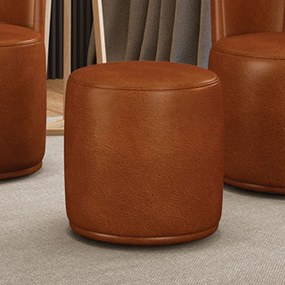 Puff Redondo Orgânico para Sala Kit 2 Malu Sintético PU M11 - D'Rossi - Nozes