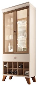 Cristaleira Adega Sala de Jantar Yves H01 - D'Rossi - Off White e Castanho