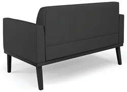 Sofá Namoradeira e 1 Poltrona Base Madeira Preto Maressa Sintético Pre