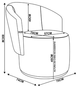 Poltrona Decorativa Orgânica Fixa para Sala Kit 2 Malu Veludo Preto M11 - D'Rossi