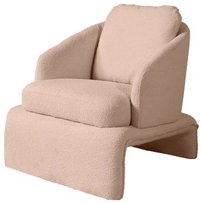 Poltrona Design Califa Encosto Almofadado Bouclê Bege G92 - Gran Belo