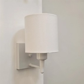 Arandela Quadrada Md-2033 Branco Cúpula em Tecido Cilíndrica Branco - Bivolt