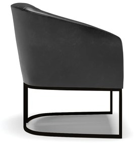 Poltrona Decorativa Industrial Preto Stella Sintético PU D03 - D'Rossi - Preto