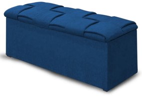 Calçadeira Baú Casal Queen 160cm Ravena Veludo Azul - Simbal - Azul