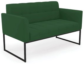 Sofá Namoradeira Elisa Veludo Verde Base Metálica Industrial Preto - D'Rossi
