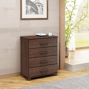 Cômoda Decorativa Madeira Maciça Naipe 4 Gavetas Café G74 - Gran Belo