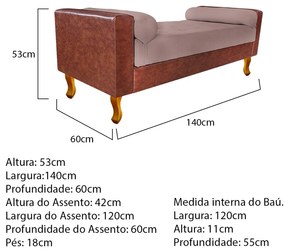 Recamier Félix Casal 140cm Corano Nozes e Linho Rosê - ADJ Decor