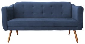 Namoradeira Bruna 1,60 m 3 Lugares Pés Palito Suede Azul Marinho
