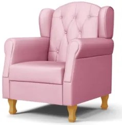 Kit 02 Poltronas de Amamentação Pés Madeira Lucy Z39 Sintético Rosa -