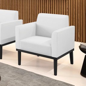 Poltrona Base de Madeira Fixa Preto Marisa Corino - Branco