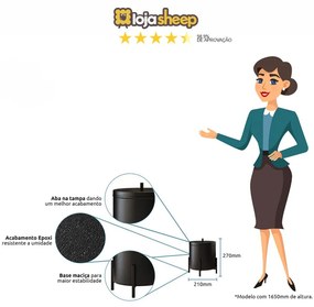 Lixeira Cesto Industrial para Banheiro Cozinha Level Preto - Home Design - Preto