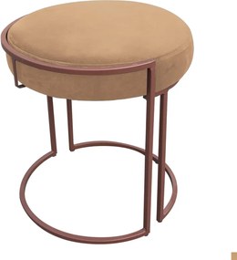 Puff Redondo Base Industrial Cobre Kit 2 Love Suede - Caramelo Sisal