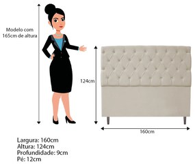Kit Cabeceira e Calçadeira Liverpool 160 cm Queen Size Suede Bege - ADJ Decor