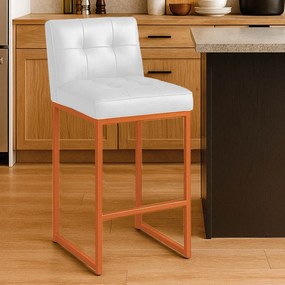 Banqueta Cozinha Alta com Encosto Industrial Bronze Lirina PU C05 - D'Rossi - Branco