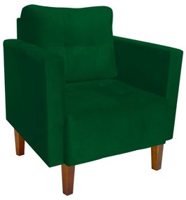 Poltrona Livia Suede Pés Chanfrado Castanho D01 - D'Rossi - Verde