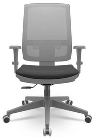 Cadeira Brizza Diretor Grafite Tela Cinza Assento Aero Preto Base RelaxPlax Piramidal - 66388 Sun House