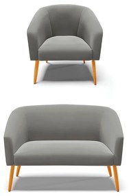 Sofá Namoradeira e Poltrona Pé Palito Castanho Stella Suede Grafite D03 - D'Rossi