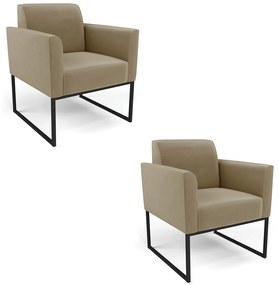 Kit 2 Poltronas Base Industrial Preto Marisa Suede - Marrom Rato