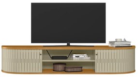 Rack TV 75 Pol 183cm Bancada Suspenso Ripado Aurenzo M20 - D'Rossi - Cumaru e Opala