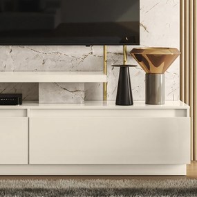 Estante de TV 75 Pol 183cm Sala de Estar Belora M20 - D'Rossi  - Calacata e Off White