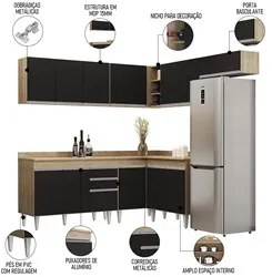 Armário de Cozinha Modulado de Canto 7 Peças CP20 Balcão com Tampo Cas