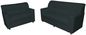 Conjunto Sofás Talismã 2 E 3 Lugares Orthovida (Preto, Liso)
