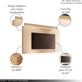 Painel Decorativo c/LED Majestade para TV até 85 Polegadas Off White/Champagne G26 - Gran Belo
