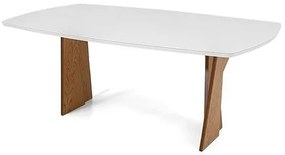 Mesa de Jantar Lin Carvalho Amêndoa Tampo Vidro Off White 190cm - 77297 Sun House