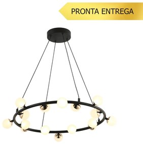 Pendente Fuxico Redondo Ø69X16Cm Led 20W 3000K Bivolt | Bella Iluminaç...